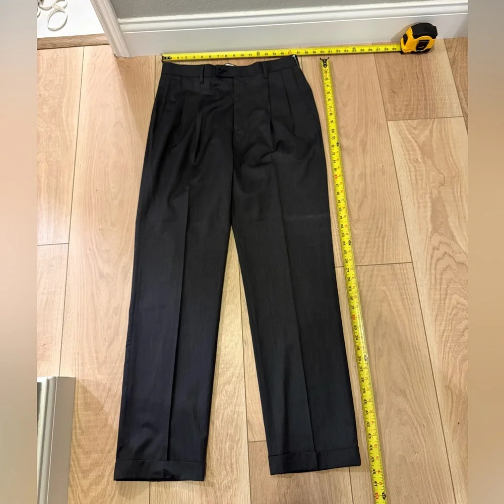 💙👉 NWT Alan Flusser Dress Pants 34x34 Gray | Classic Tailored Slacks Cuffed Hem